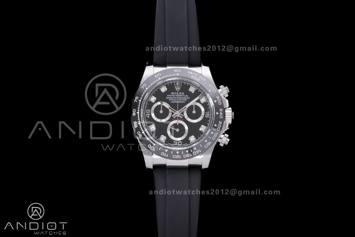 Daytona 116519 BTF 1:1 Best Edition Black Diamonds Dial on Oysterflex Rubber Strap DD4130