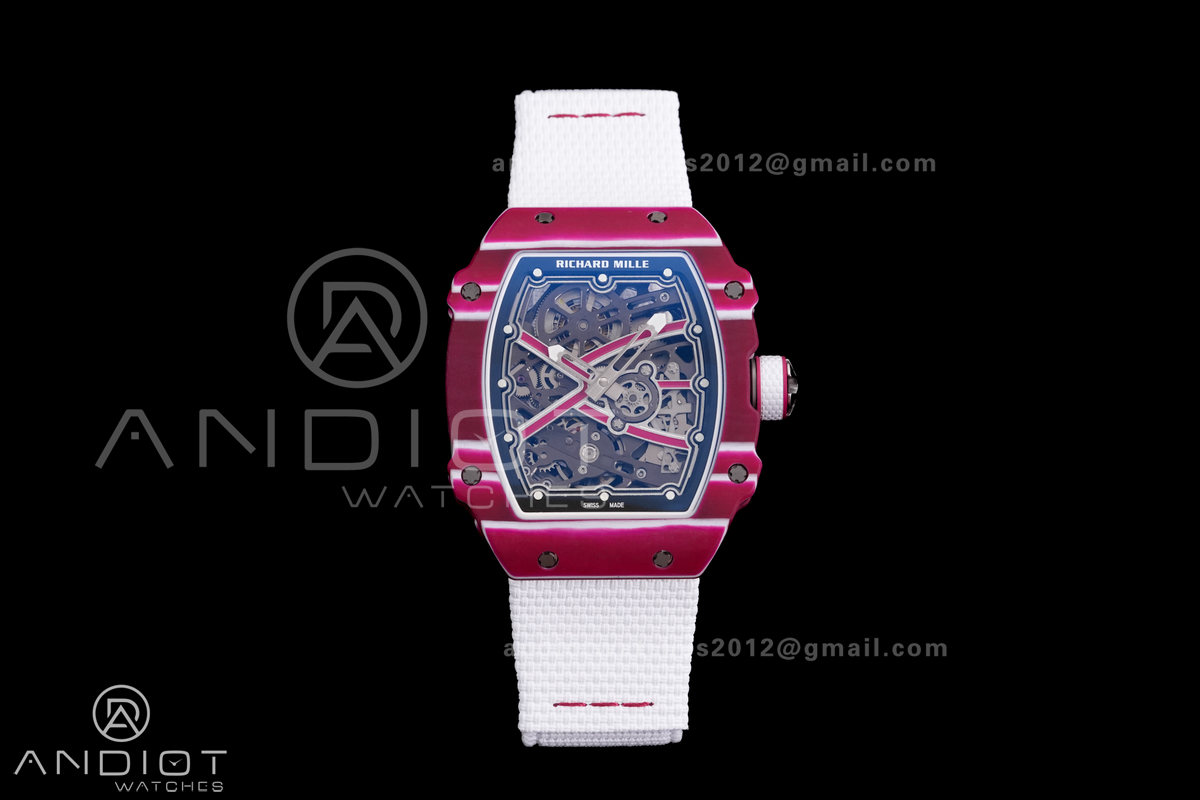 AVF RM67-02 Mutaz Essa Red NTPT on White Nylon strap CRMA7 Clone