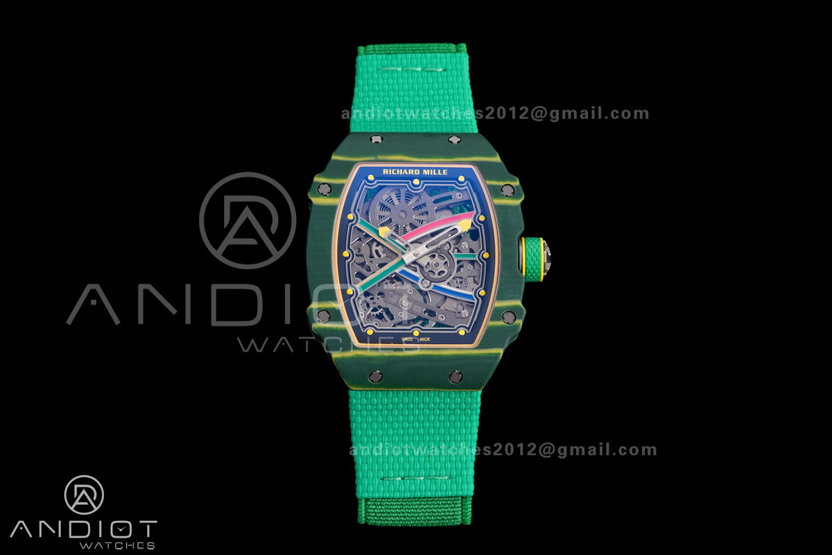 AVF RM67-02 Green NTPT Wayde van Niekerk on Green Nylon strap CRMA7 Clone
