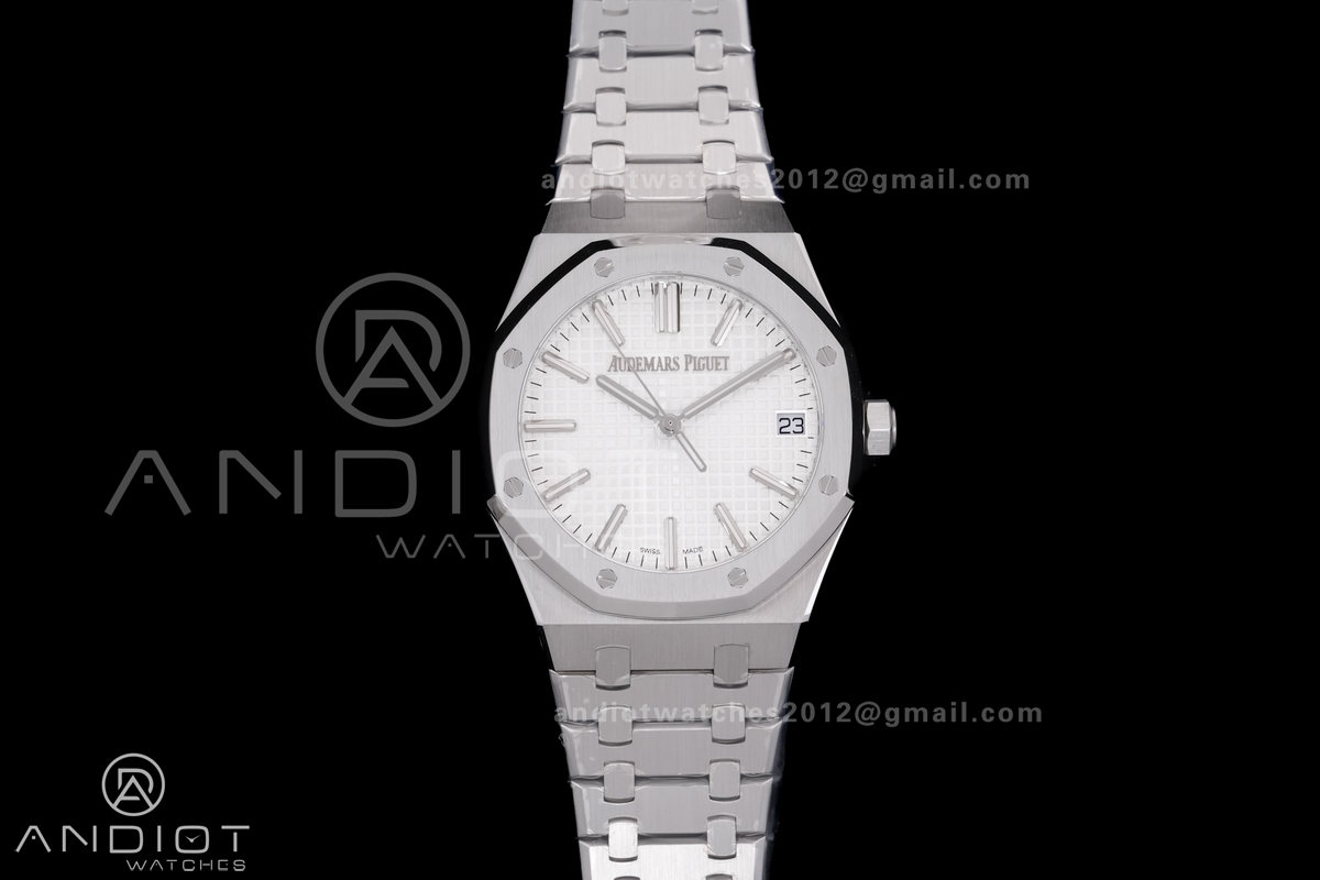 Royal Oak 41mm 15510 "50th Anniversary" SS ZF 1:1 Best Edition White Textured Dial on SS Bracelet A4302