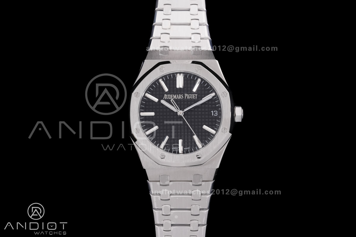 Royal Oak 41mm 15510 "50th Anniversary" SS ZF 1:1 Best Edition Black Textured Dial on SS Bracelet A4302
