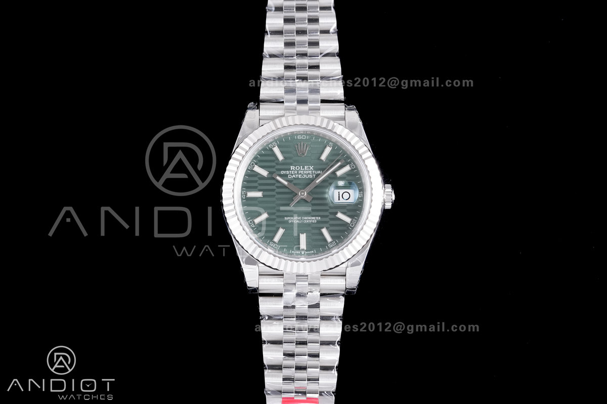 DateJust 41 126334 904L SS VSF 1:1 Best Edition Green Textured Dial on Jubilee Bracelet VS3235