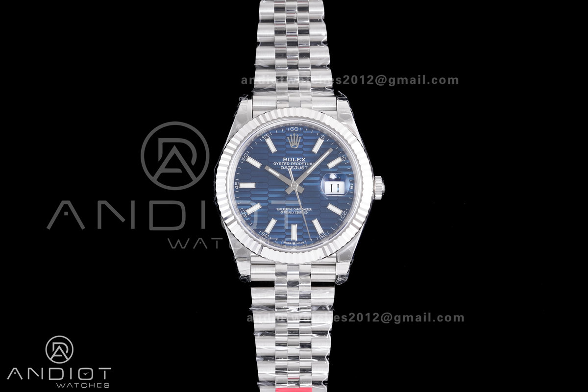 DateJust 41 126334 904L SS VSF 1:1 Best Edition Blue Textured Dial on Jubilee Bracelet VS3235