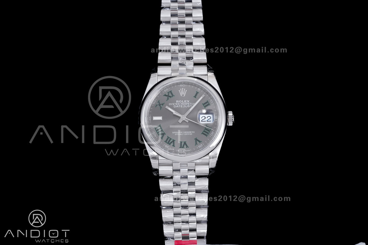 DateJust 36 SS 126200 VSF 1:1 Best Edition 904L Steel Gray Green Roman Dial on Jubilee Bracelet VS3235