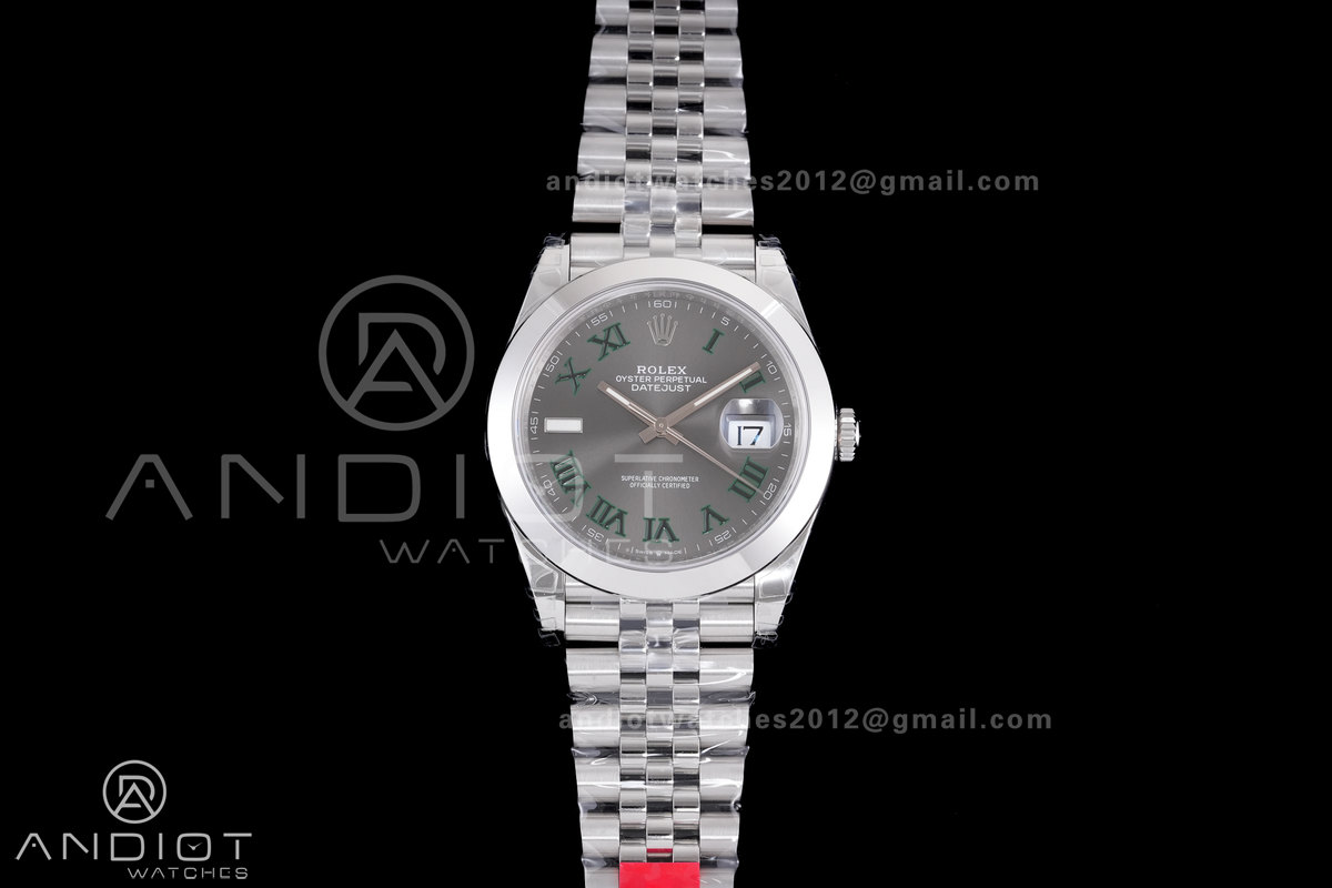 DateJust 41 126300 904L SS VSF 1:1 Best Edition Gray Dial Green Roman on Jubilee Bracelet VS3235