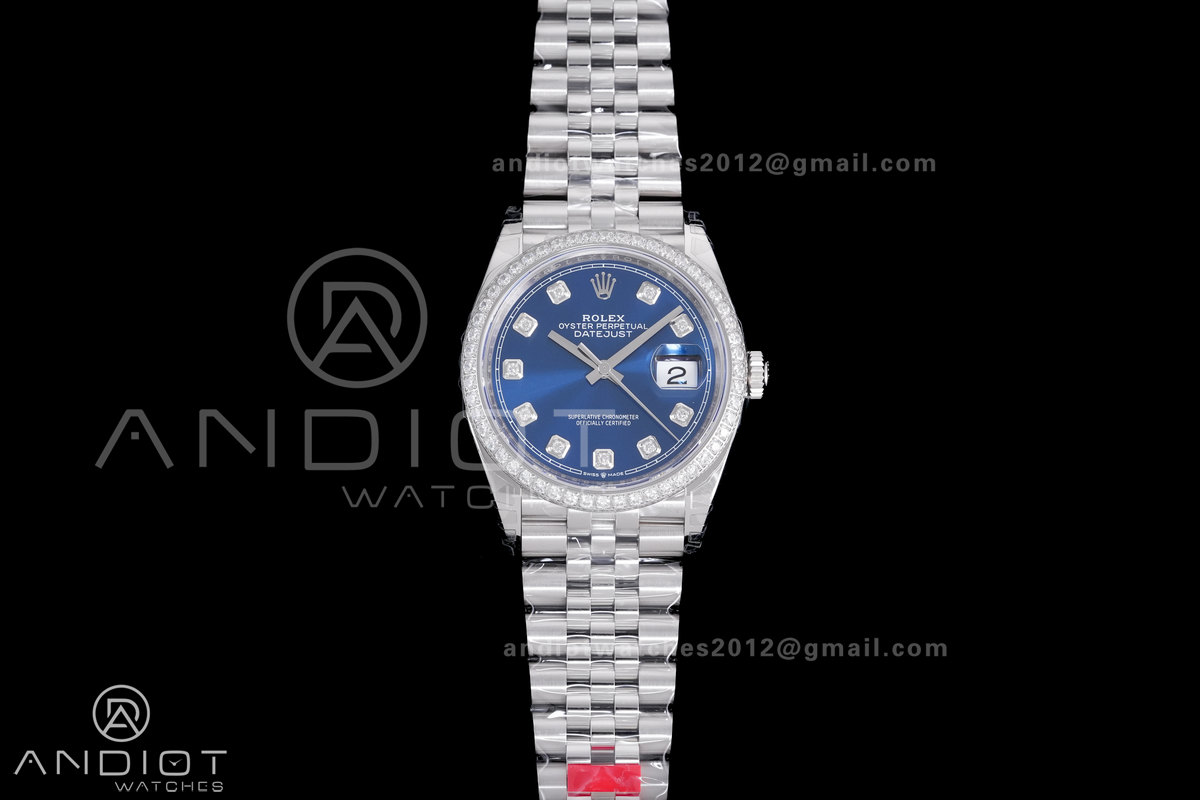 DateJust 36 SS 126284 VSF 1:1 Best Edition 904L Steel Blue Diamonds Dial & bezel on Jubilee Bracelet VS3235