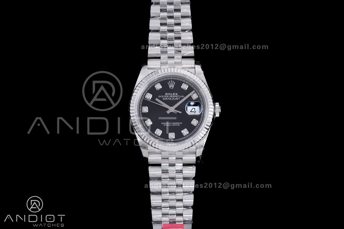 DateJust 36 SS 126234 VSF 1:1 Best Edition 904L Steel Black Diamonds Dial on Jubilee Bracelet VS3235