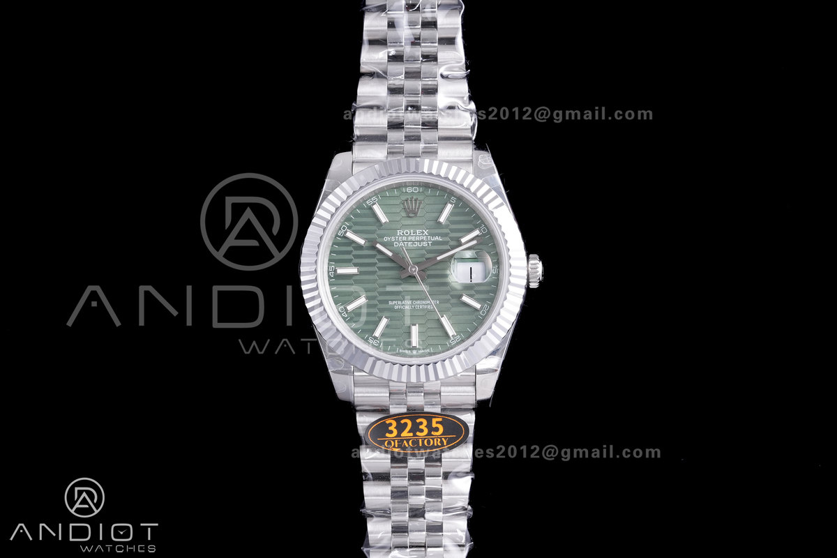 QF41mm Datejust 126334 Green Motif Patterned Dial 904L SS with Added Weight Bezel and Bracelet, Approx. 149g