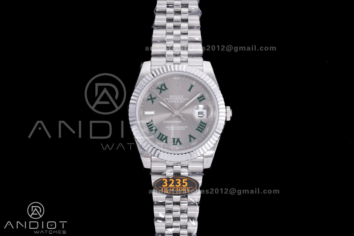 QF 41mm Datejust 126334 Wimbledon Grey Dial with Roman 904L SS  Added Weight Bezel and Jubilee Bracelet, Approx. 149g