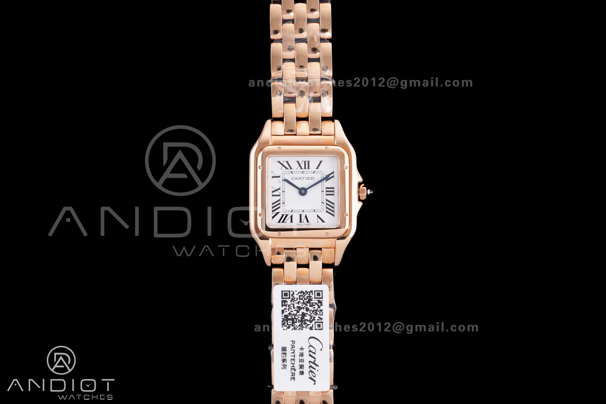 Panthère Ladies 27mm RG AF 1:1 Best Edition White Dial on RG Bracelet Ronda Quartz