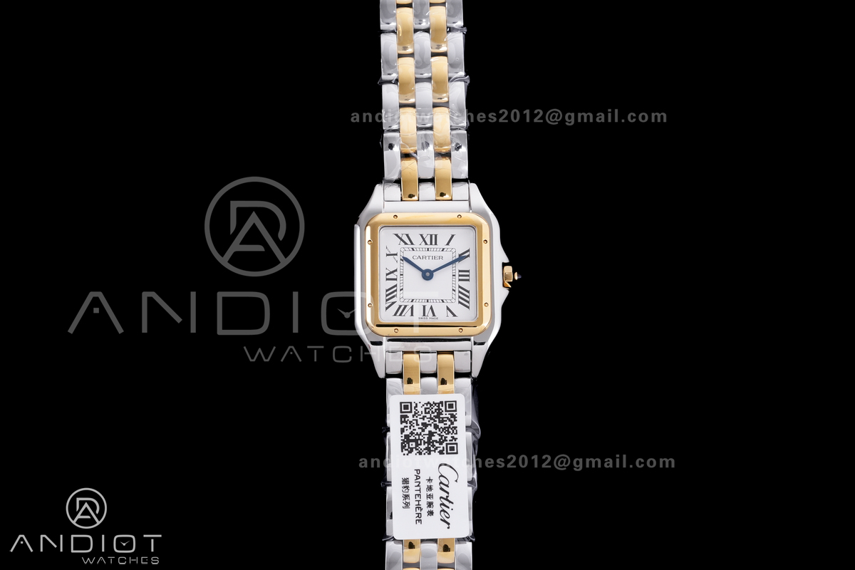 Panthère Ladies 27mm SS/YG AF 1:1 Best Edition White Dial on SS/YG Bracelet Ronda Quartz