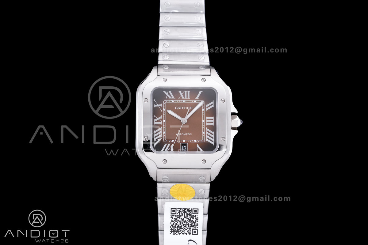 Santos de Cartier 40mm SS AF 1:1 Best Edition BrownDial on SS SmartLinks Bracelet MIYOTA 9015
