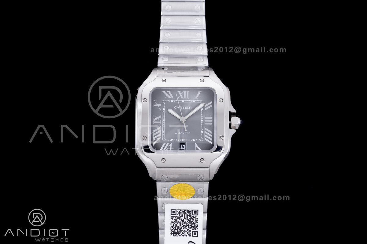 Santos de Cartier 40mm SS AF 1:1 Best Edition Grey Dial on SS SmartLinks Bracelet MIYOTA 9015