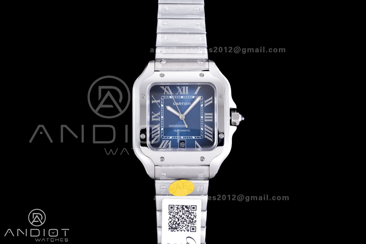 Santos de Cartier 40mm SS AF 1:1 Best Edition Blue Dial on SS SmartLinks Bracelet MIYOTA 9015