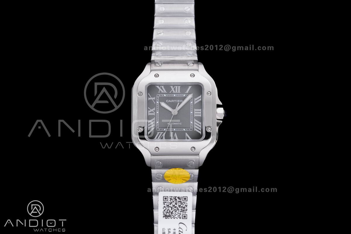 Santos de Cartier 35mm SS AF 1:1 Best Edition Gray Dial on SS SmartLinks Bracelet MIYOTA 9015