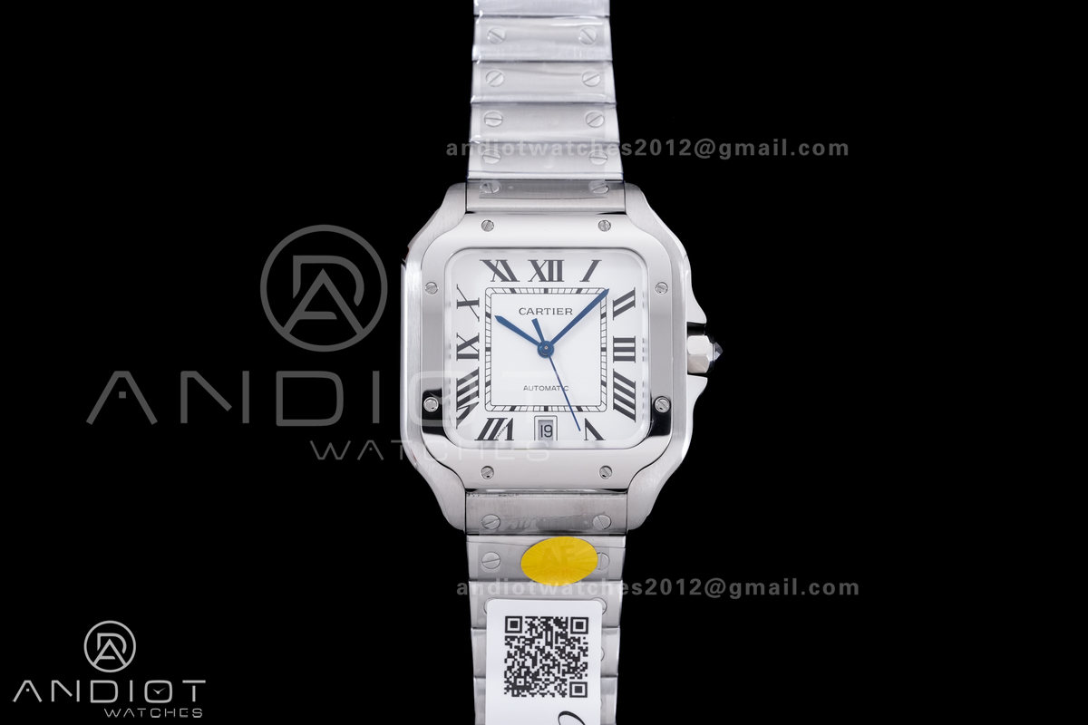 Santos de Cartier 40mm SS AF 1:1 Best Edition White Dial on SS SmartLinks Bracelet MIYOTA 9015