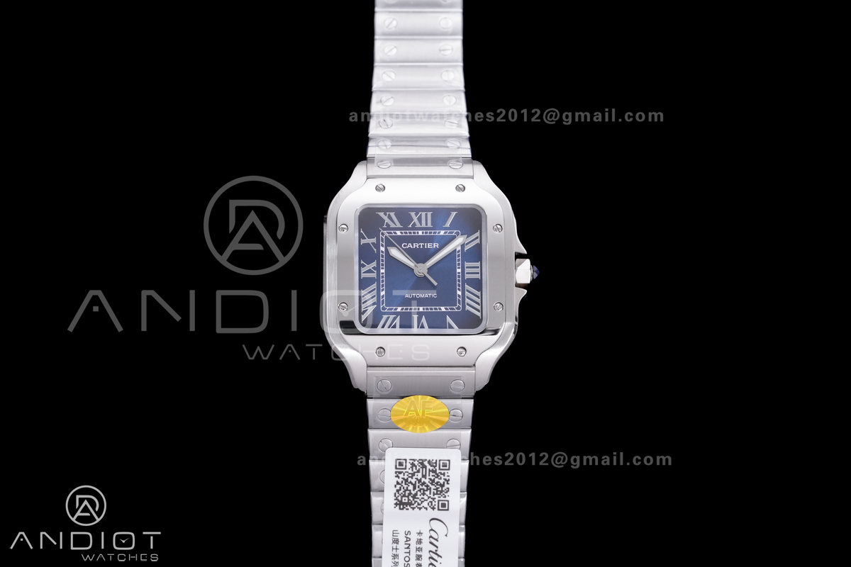 Santos de Cartier 35mm SS AF 1:1 Best Edition Blue Dial on SS SmartLinks Bracelet MIYOTA 9015