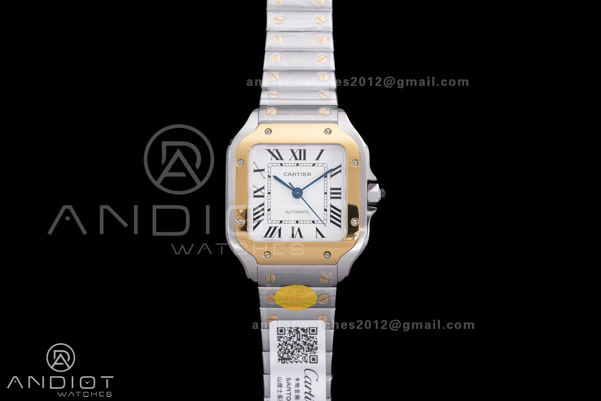 Santos de Cartier 35mm SS/YG AF 1:1 Best Edition White Dial on SS SmartLinks Bracelet MIYOTA 9015
