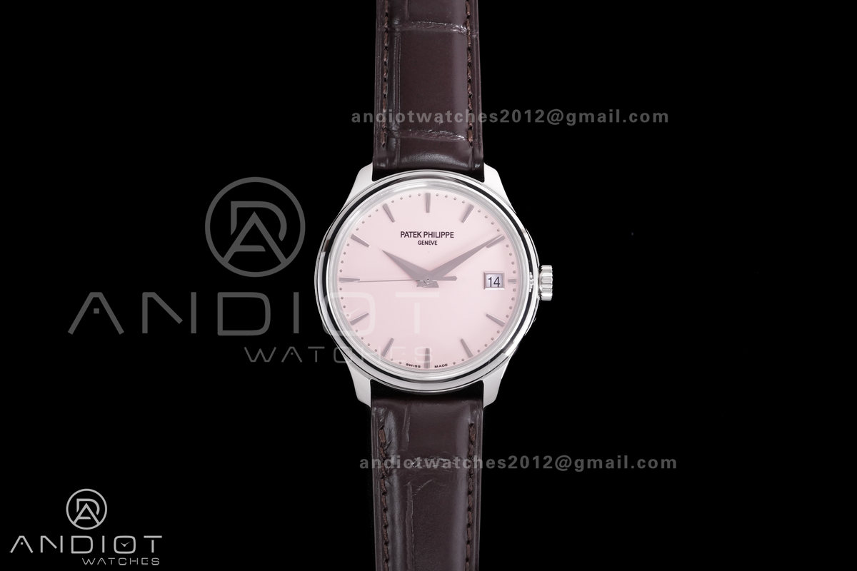 Calatrava 5227 SS 3KF 1:1 Best Edition White Dial on Brown Leather Strap A324 Super Clone V2