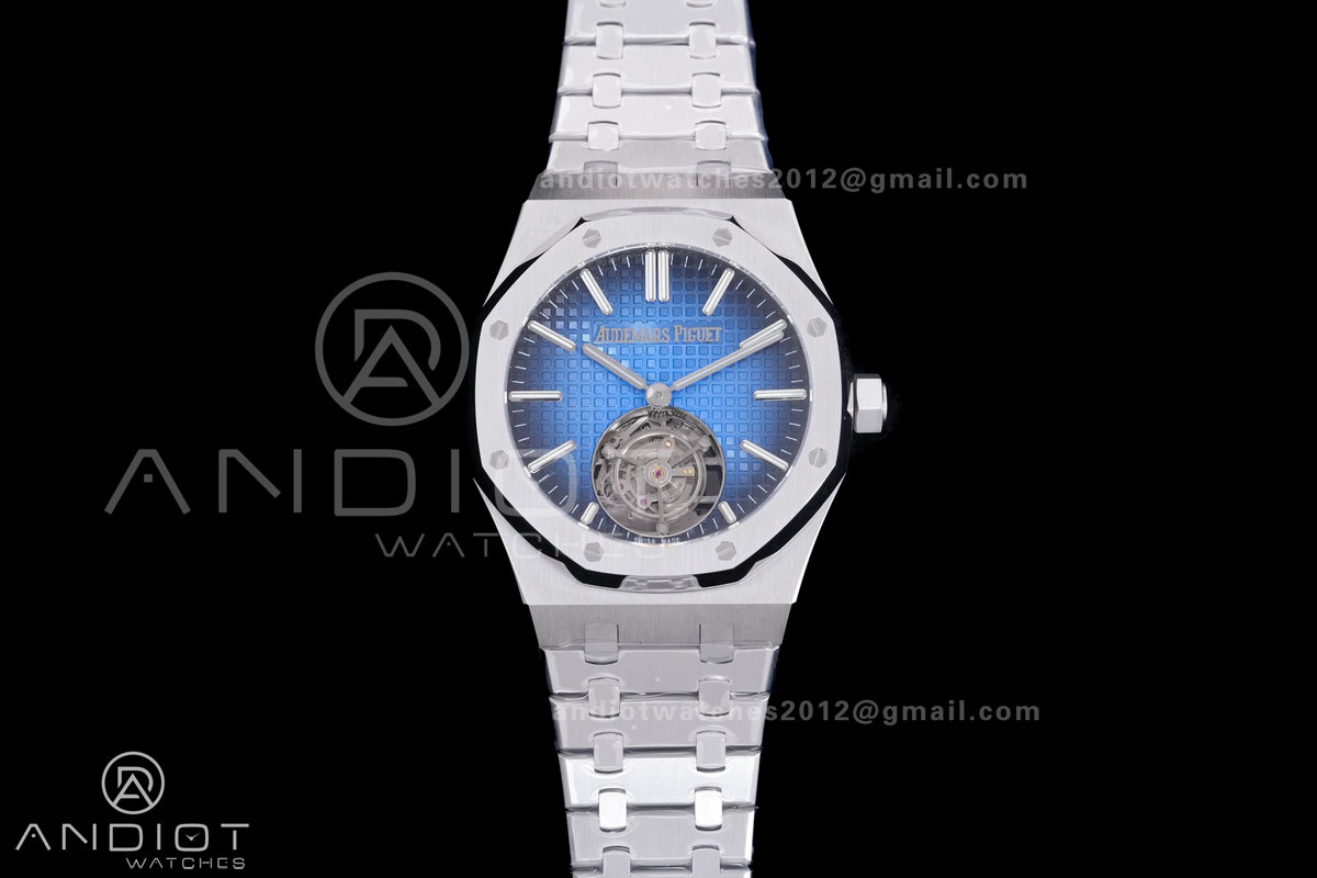 Royal Oak  SS Tourbillon BBSF Blue Sunburst Tapisserie Dial on SS Bracelet
