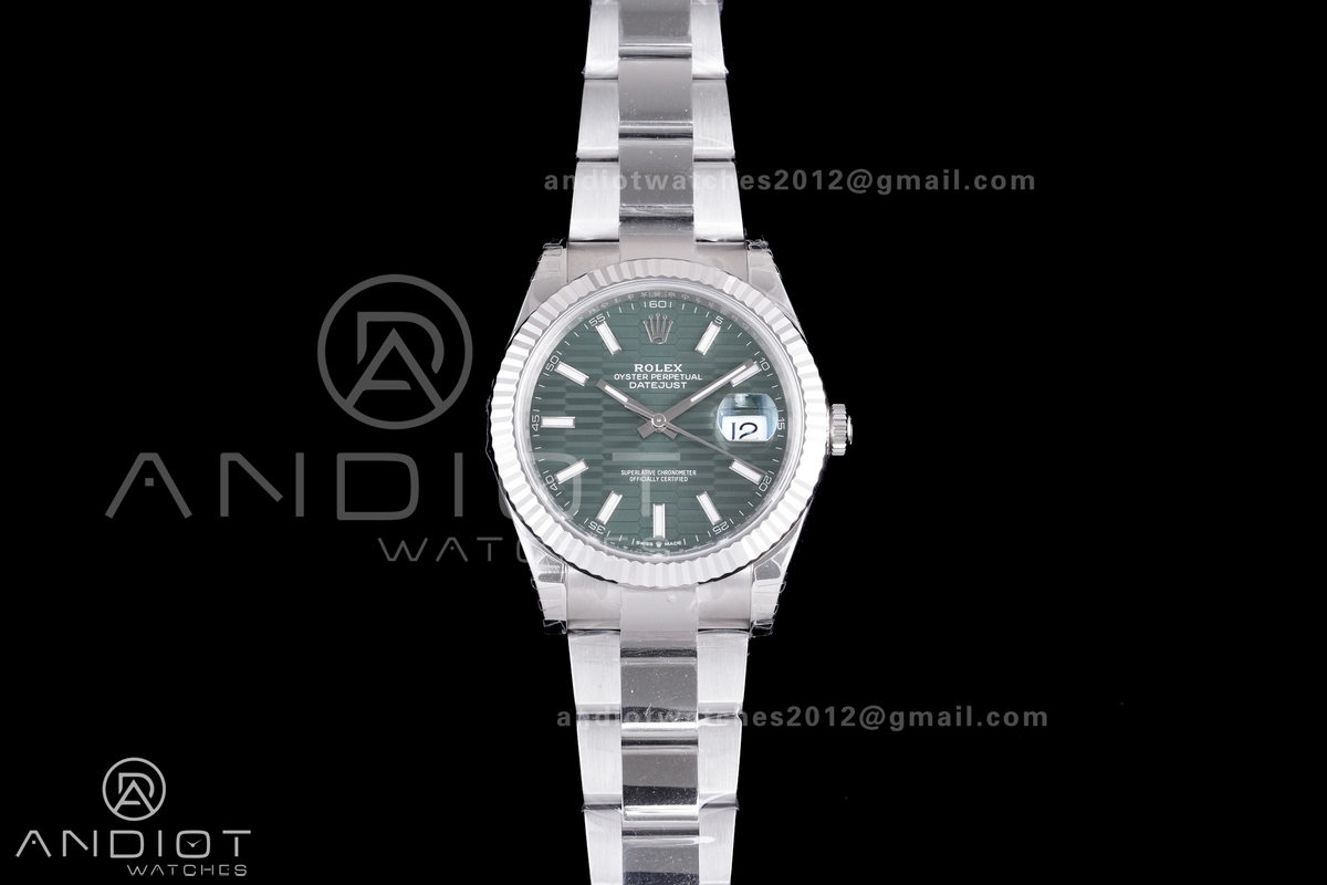 DateJust 41 126334 904L SS VSF 1:1 Best Edition Green Textured Dial on Oyster Bracelet VS3235