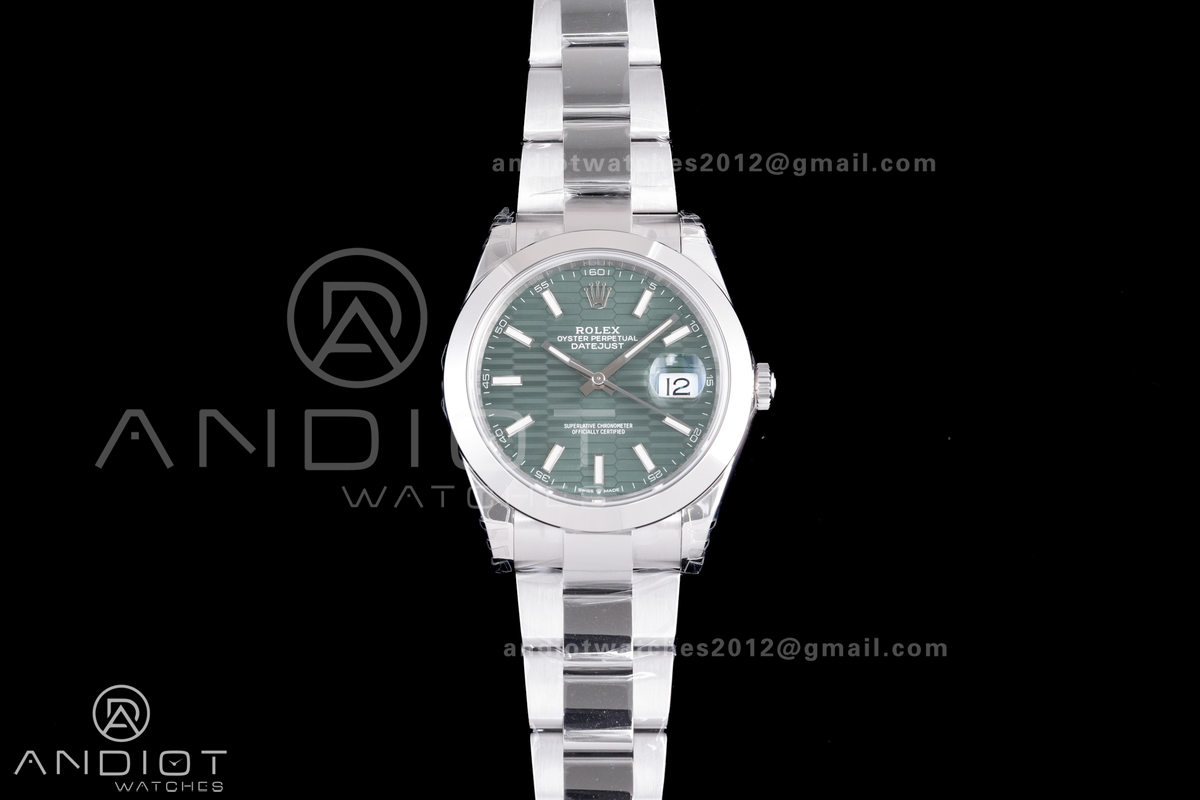 DateJust 41 126300 904L SS VSF 1:1 Best Edition Green Textured Dial on Oyster Bracelet VS3235
