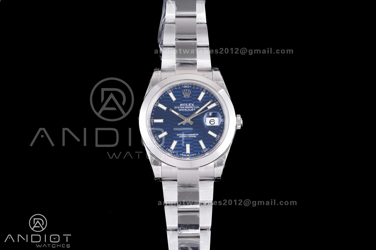 DateJust 41 126300 904L SS VSF 1:1 Best Edition Blue Textured Dial on Oyster Bracelet VS3235