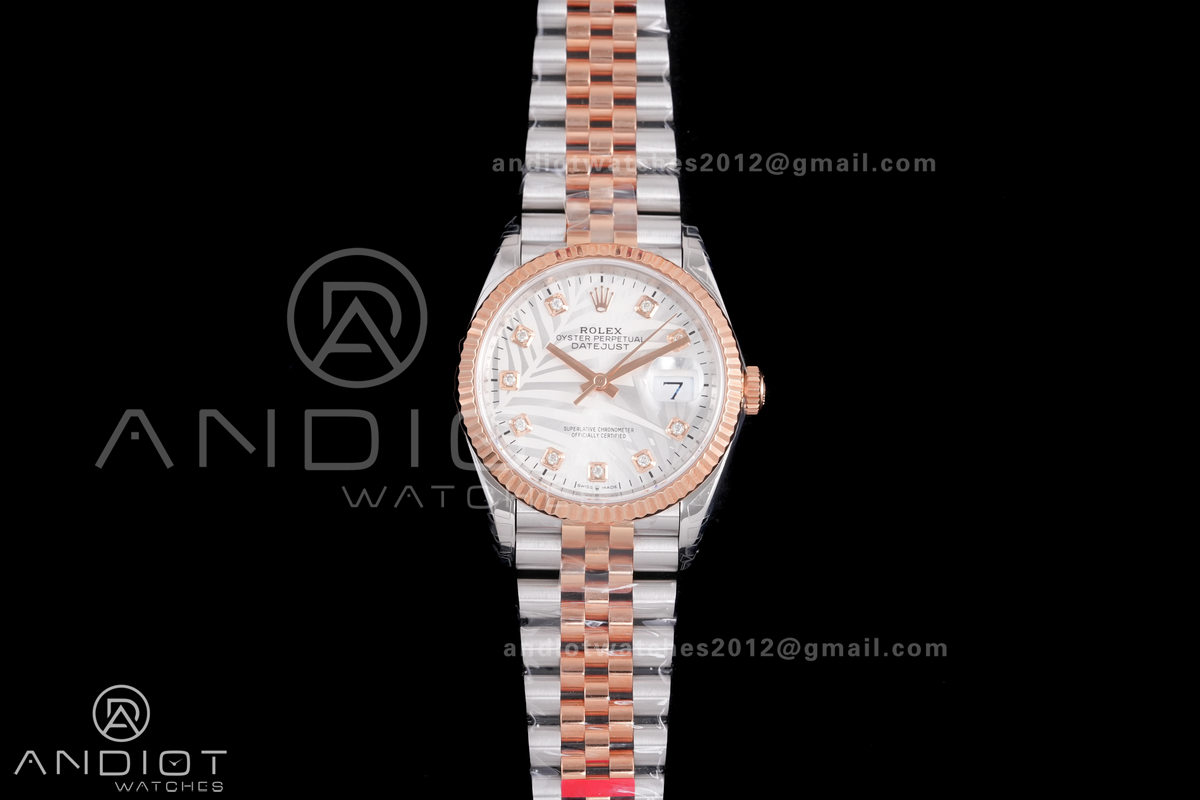 DateJust 36 SS 126231 VSF 1:1 Best Edition 904L SS/RG Silver Leaves Dial on Jubilee Bracelet VS3235