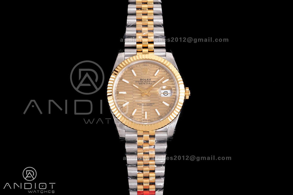 DateJust 41 126333 904L SS VSF 1:1 Best Edition YG Textured Dial on Jubilee Bracelet VS3235