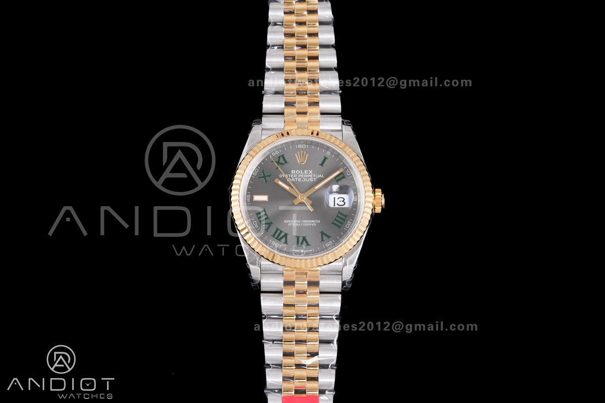 DateJust 36 SS/YG 126233 VSF 1:1 Best Edition 904L Steel Gray Dial Green Roman Marker on Jubilee Bracelet VS3235