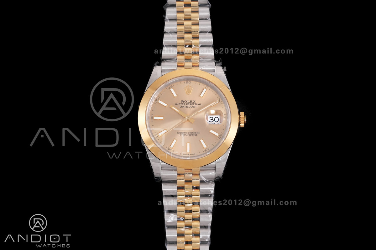 DateJust 41 126303 Polished Bezel SS VSF 1:1 Best Edition YG Dial on Jubilee Bracelet VS3235