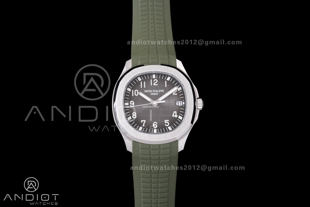 Aquanaut 5167 SS DDF 1:1 Best Edition Gray Dial on Green Rubber Strap DD324 Super Clone