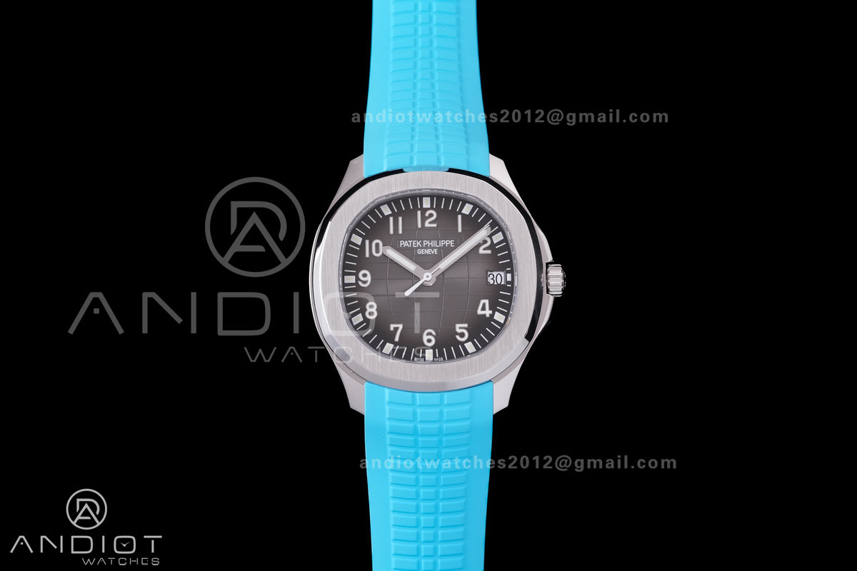 Aquanaut 5167 SS DDF 1:1 Best Edition Gray Dial on Blue Rubber Strap DD324 Super Clone