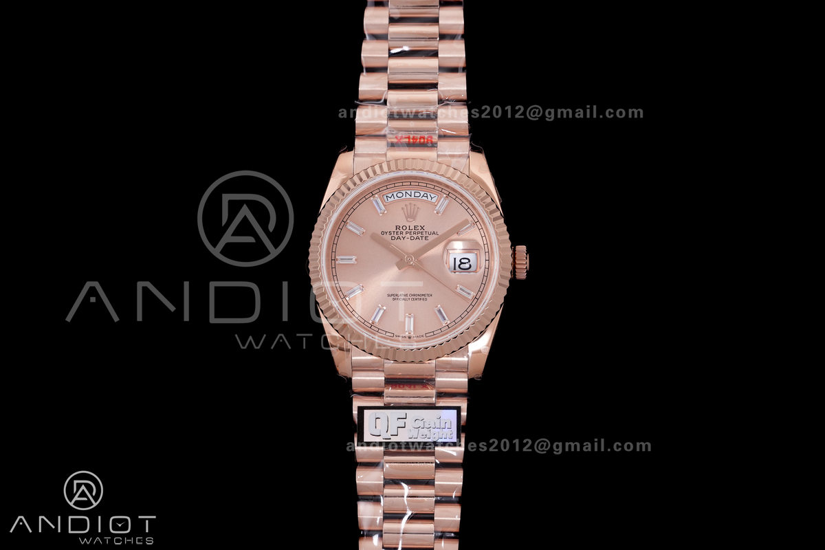 Day Date 128235 Gain Weight RG QF 1:1 Best Edition RG Dial T Diamond Marker On RG President Bracelet A2836