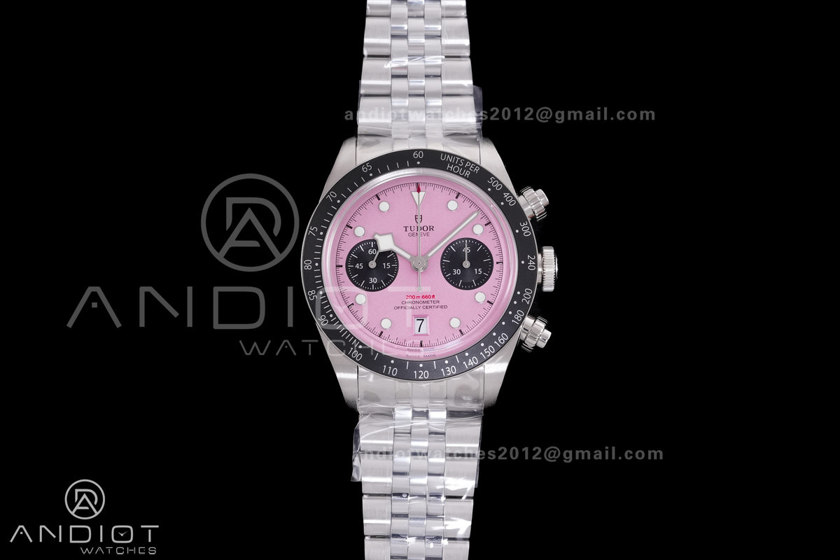 Black Bay Chrono SS ZF 1:1 Best Edition Pink Dial on SS Bracelet A7750