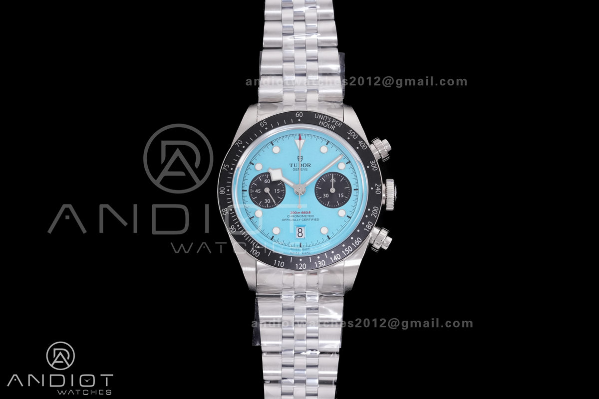 Black Bay Chrono SS ZF 1:1 Best Edition Tiffany Blue Dial on SS Bracelet A7750