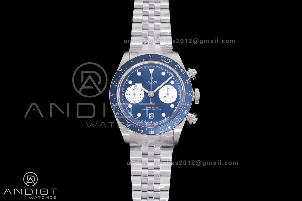 Black Bay Chrono SS ZF 1:1 Best Edition Blue/White Dial on SS Bracelet A7750