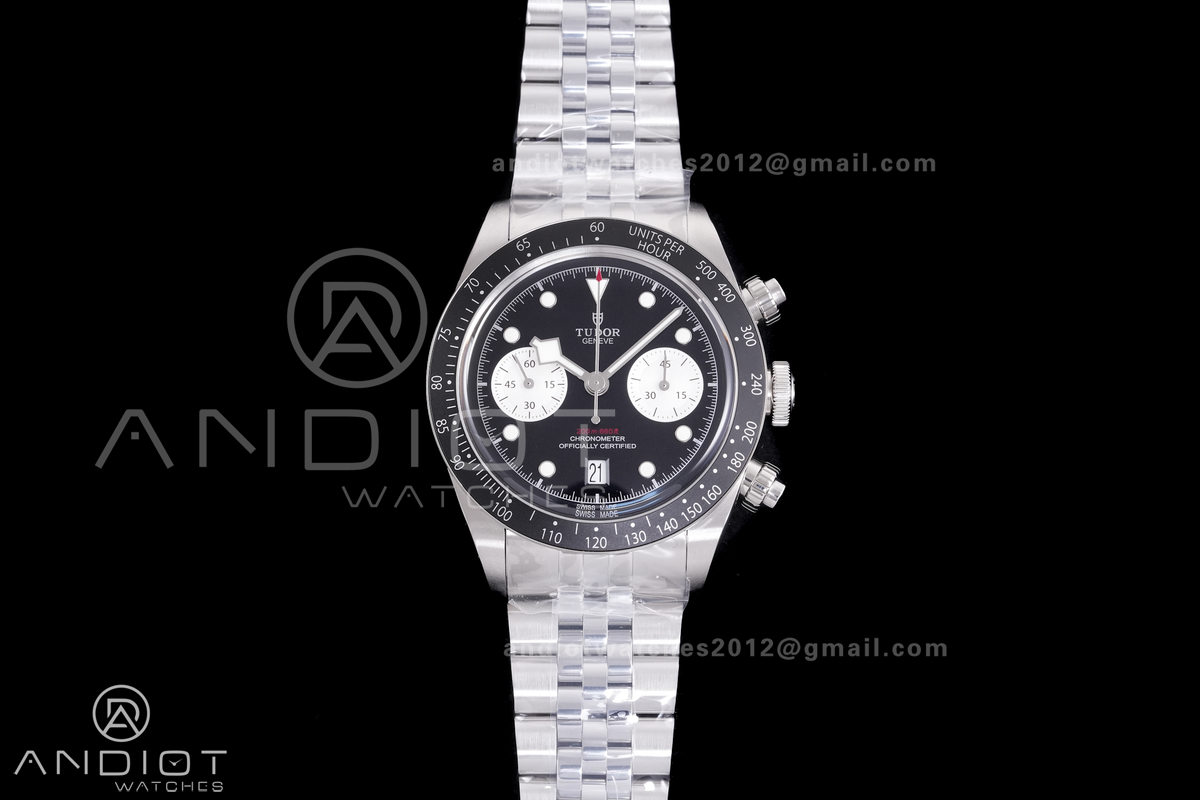 Black Bay Chrono SS ZF 1:1 Best Edition Black/White Dial on SS Bracelet A7750