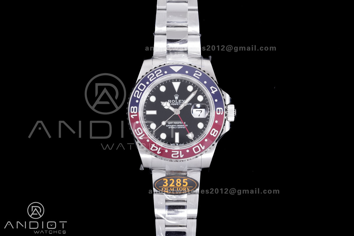 GMT-Master II 126710 BLRO Blue/Red V3 904L SS QF 1:1 Pepsi Best Edition Black Dial On Oyster Bracelet DD3285