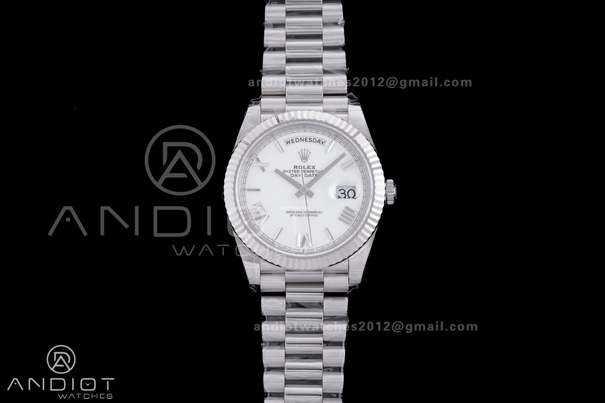 Day Date 228239 40mm 904L SS VSF 1:1 Best Edition White Dial Roman Markers On SS President Bracelet DD3255