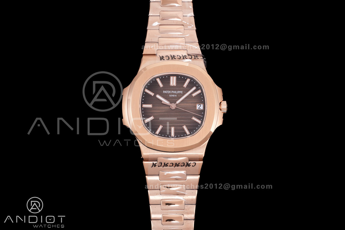  Nautilus 5711/1R RG BBF 1:1 Best Edition Brown Textured Dial on RG Bracelet  DD324 Super Clone