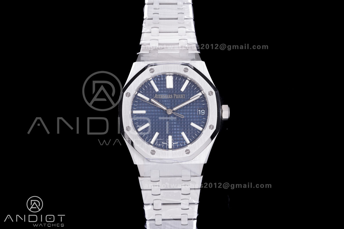 Royal Oak 41mm 15510 SS TOPF 1:1 Best Edition Blue Dial on SS Bracelet DD4302 Super Clone