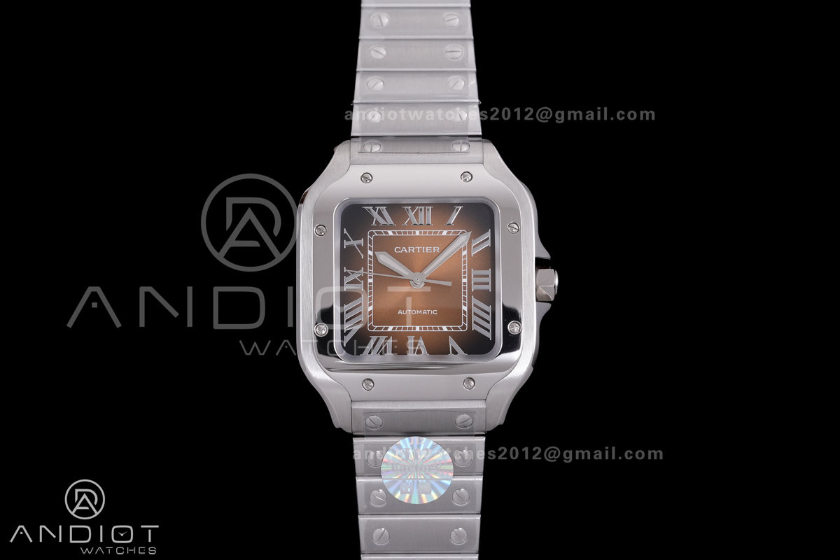 Santos de Cartier 35mm SS BVF 1:1 Best Edition Brown Dial on SS SmartLinks Bracelet MIYOTA 9039