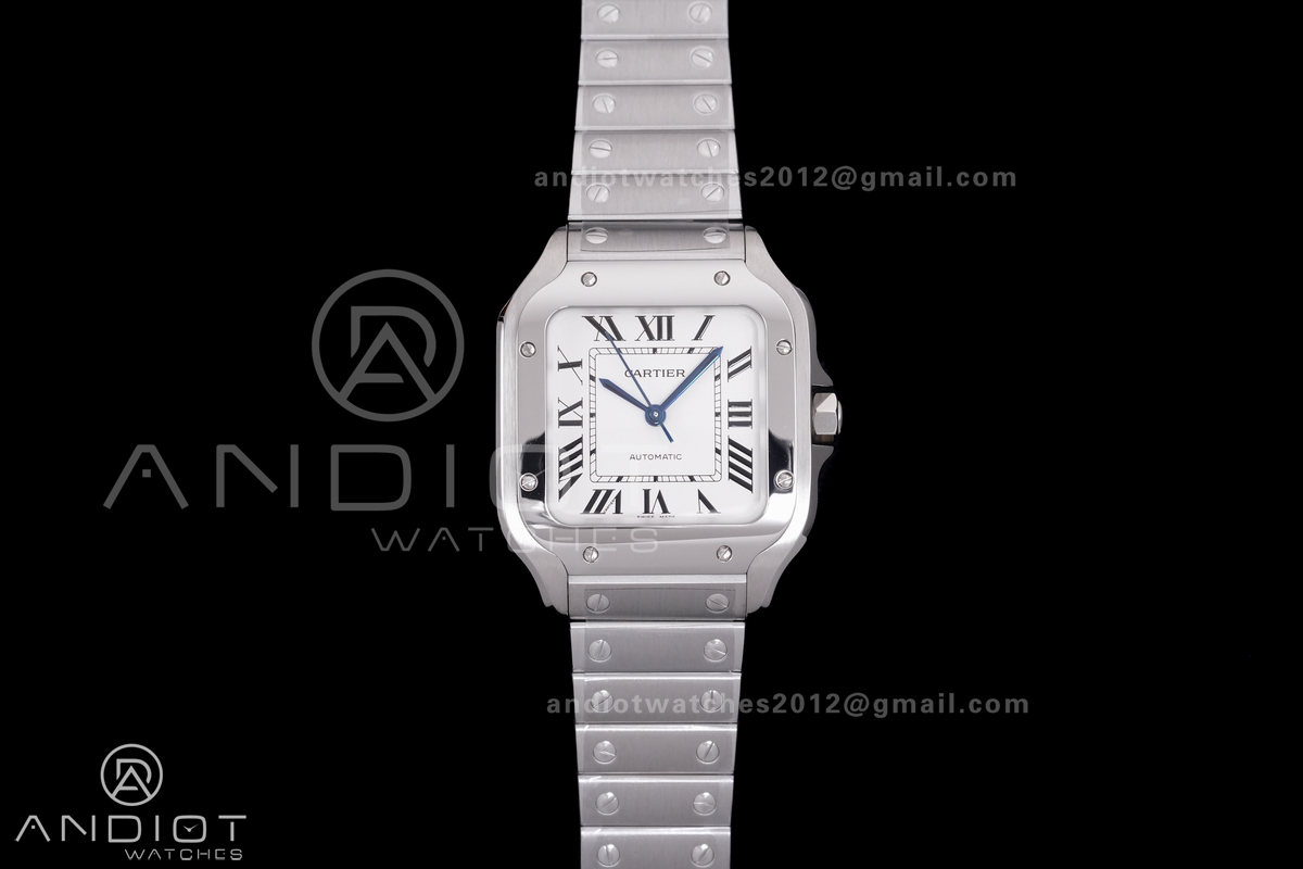 Santos de Cartier 35mm SS BVF 1:1 Best Edition White Dial on SS SmartLinks Bracelet MIYOTA 9039