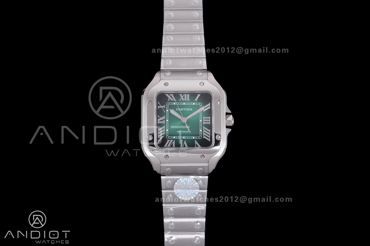 Santos de Cartier 35mm SS BVF 1:1 Best Edition Green Dial on SS SmartLinks Bracelet MIYOTA 9039