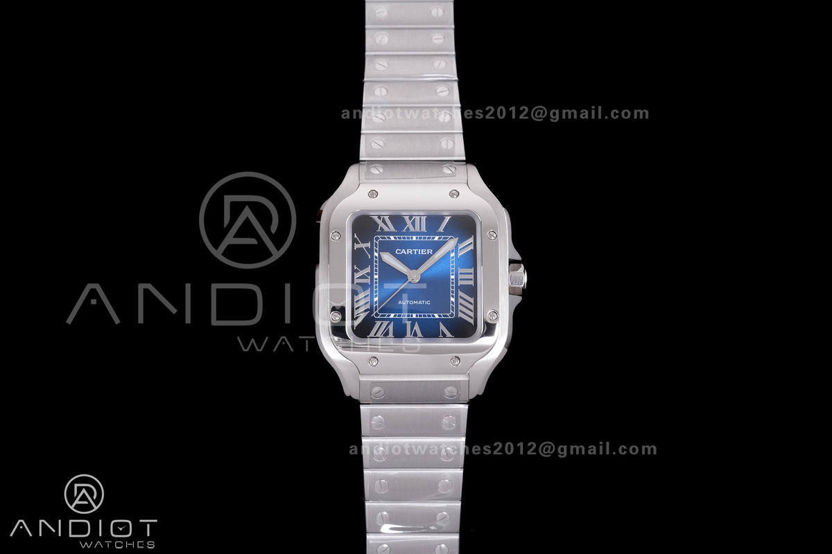 Santos de Cartier 35mm SS BVF 1:1 Best Edition Blue Dial on SS SmartLinks Bracelet MIYOTA 9039