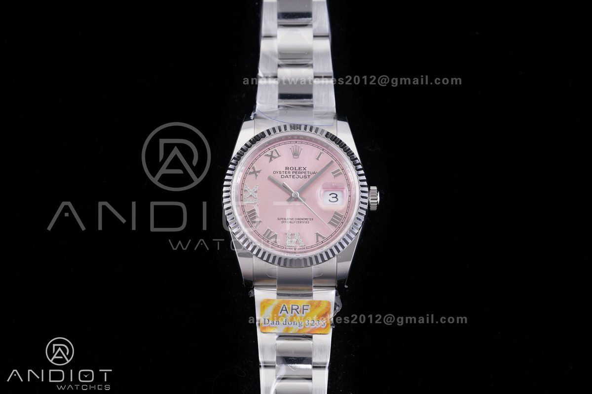 DateJust 36 SS 126234 ARF 1:1 Best Edition Pink Diamond Roman Dial on Oyster Bracelet DD3235