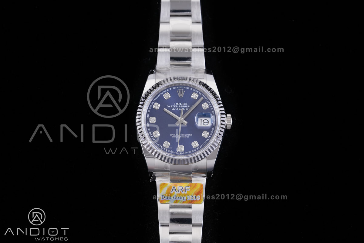 DateJust 36 SS 126234 ARF 1:1 Best Edition Blue Diamond Dial on Oyster Bracelet DD3235