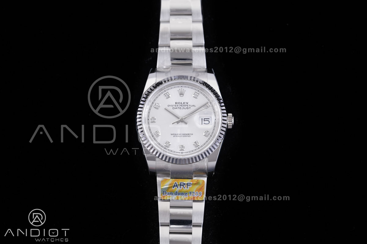 DateJust 36 SS 126234 ARF 1:1 Best Edition Sliver Diamond Dial on Oyster Bracelet DD3235