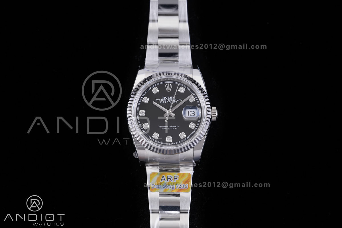 DateJust 36 SS 126234 ARF 1:1 Best Edition Black Diamond Dial on Oyster Bracelet DD3235